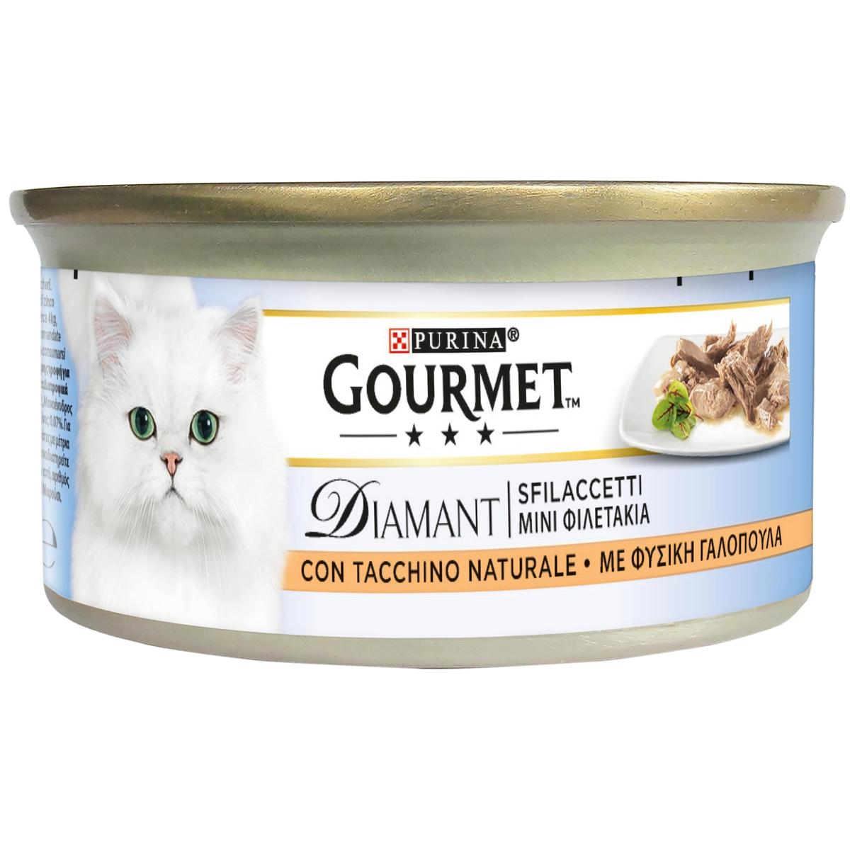 24x85g Kalkoen Naturel Gourmet Diamant Nat voor Katten